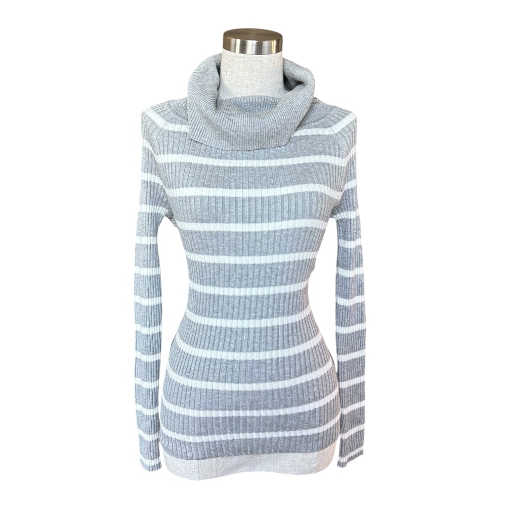 NWT Preppy Academia Y2k Striped Tight Knit Turtleneck Sweater
